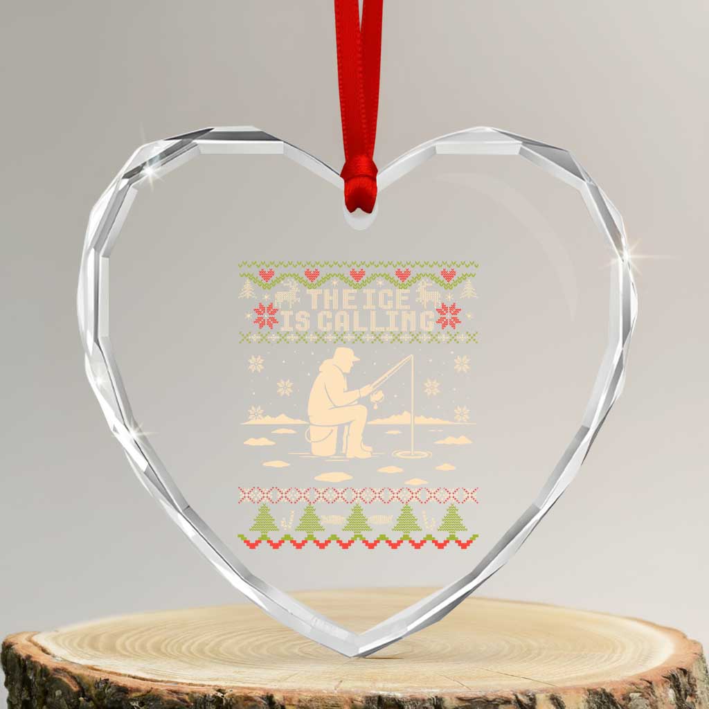 Funny Christmas Ice Fishing Heart Crystal Glass Ornament Merry Fishmas Fish Fishing Ugly Xmas TS10 Transparent Glass 3'' Heart Print Your Wear