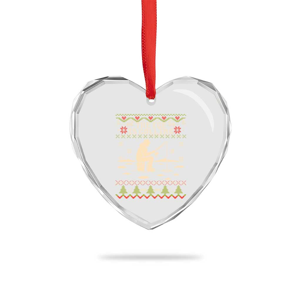Funny Christmas Ice Fishing Heart Crystal Glass Ornament Merry Fishmas Fish Fishing Ugly Xmas TS10 Print Your Wear