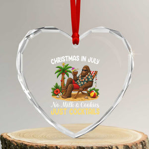 Funny Christmas In July Bigfoot Heart Crystal Glass Ornament No Milk And Cookies Just Cocktails