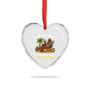 Funny Christmas In July Bigfoot Heart Crystal Glass Ornament No Milk And Cookies Just Cocktails