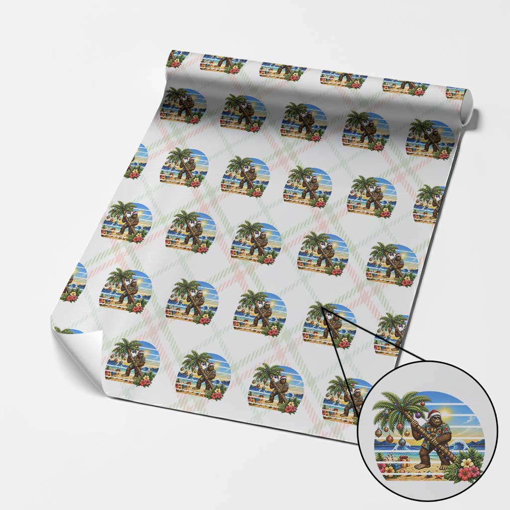 Funny Christmas In July Bigfoot Wrapping Paper Roll Tropical Vacation Graphic
