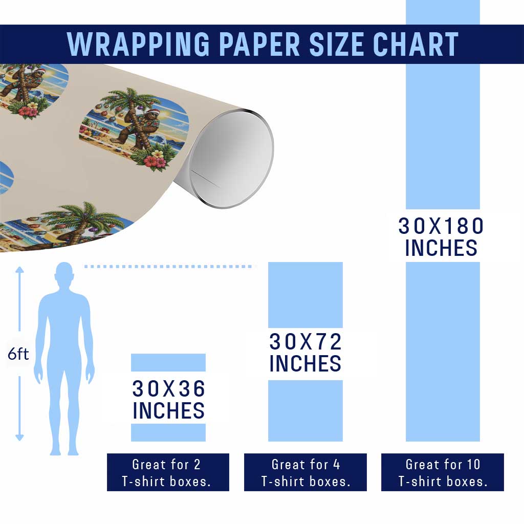 Funny Christmas In July Bigfoot Wrapping Paper Roll Tropical Vacation Graphic