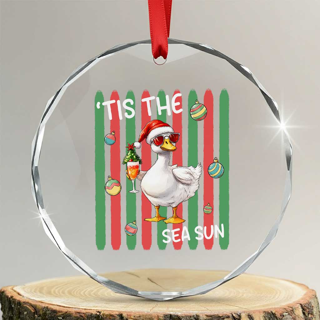 Funny Christmas In July Goose Crystal Glass Ornament Tis The Sea Sun TS12 Transparent Glass 3'' Circle Print Your Wear