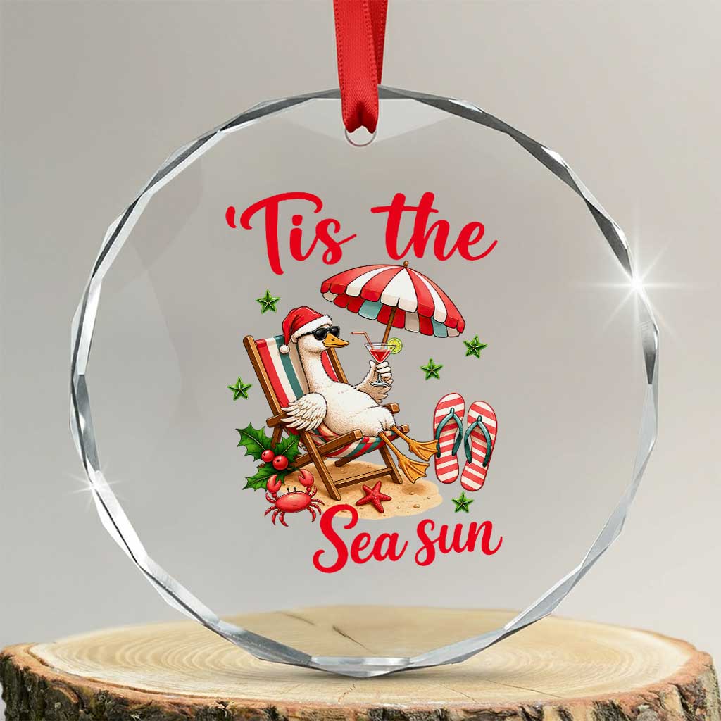Funny Christmas In July Goose Crystal Glass Ornament Tropical Summer Beach Party TS12 Transparent Glass 3'' Circle Print Your Wear