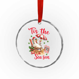 Funny Christmas In July Goose Crystal Glass Ornament Tropical Summer Beach Party