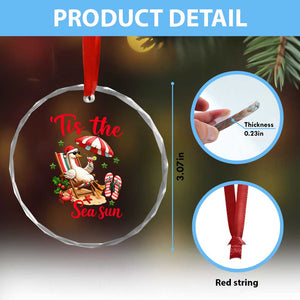 Funny Christmas In July Goose Crystal Glass Ornament Tropical Summer Beach Party