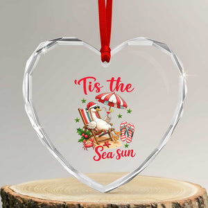 Funny Christmas In July Goose Heart Crystal Glass Ornament Tropical Summer Beach Party