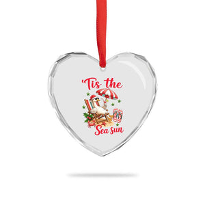 Funny Christmas In July Goose Heart Crystal Glass Ornament Tropical Summer Beach Party