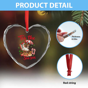 Funny Christmas In July Goose Heart Crystal Glass Ornament Tropical Summer Beach Party