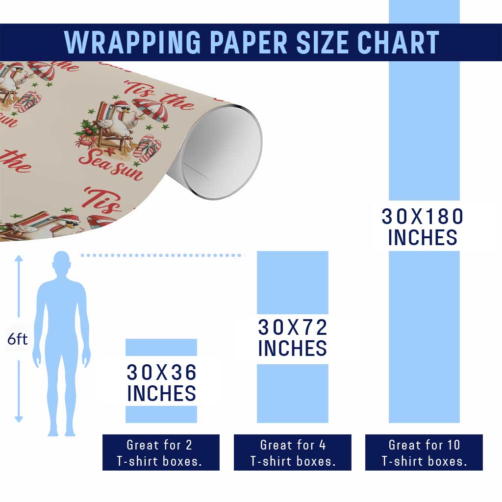 Funny Christmas In July Goose Wrapping Paper Roll Tropical Summer Beach Party