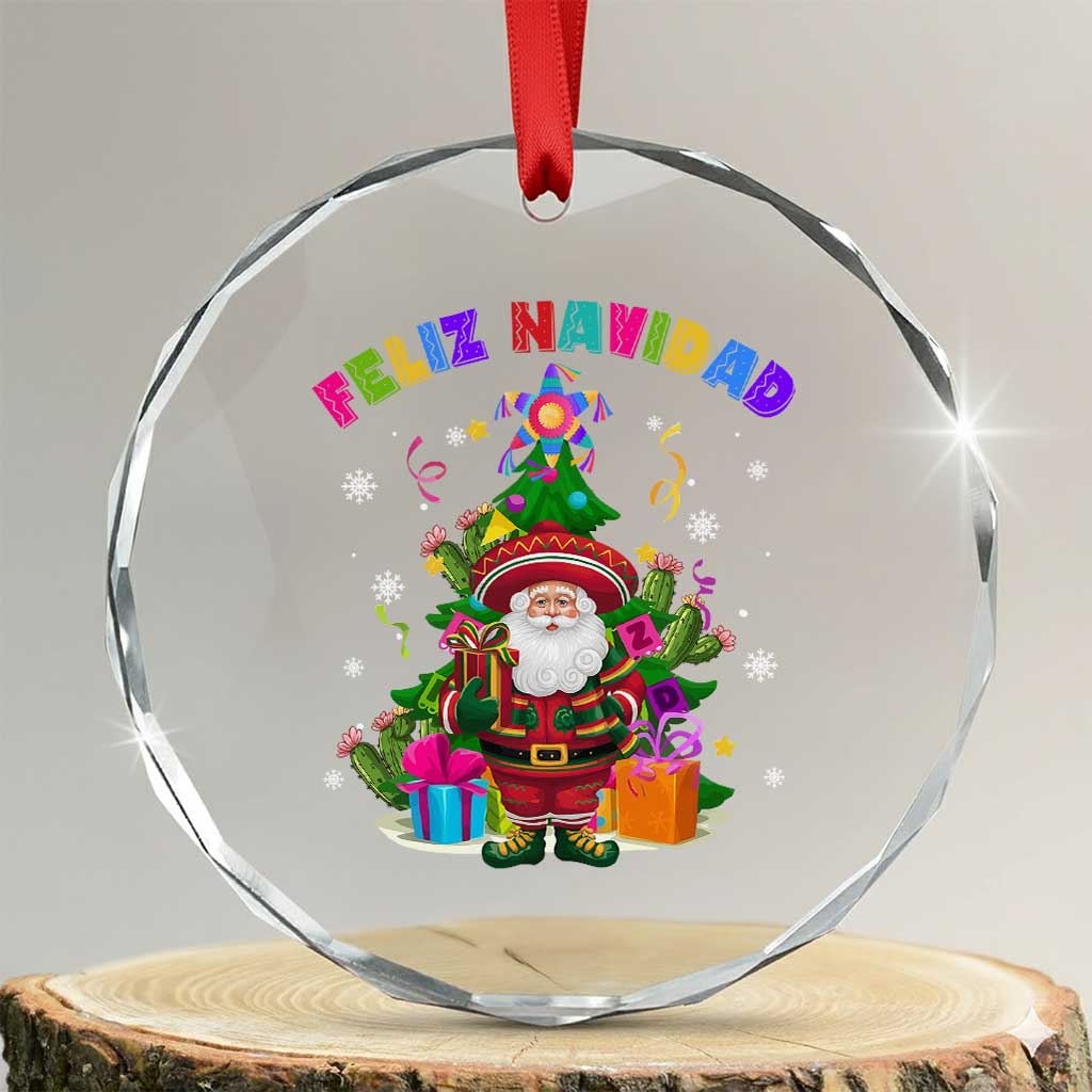 Funny Christmas In Mexico Crystal Glass Ornament Feliz Navidad Sombrero Santa Xmas Tree TS11 Transparent Glass 3'' Circle Print Your Wear