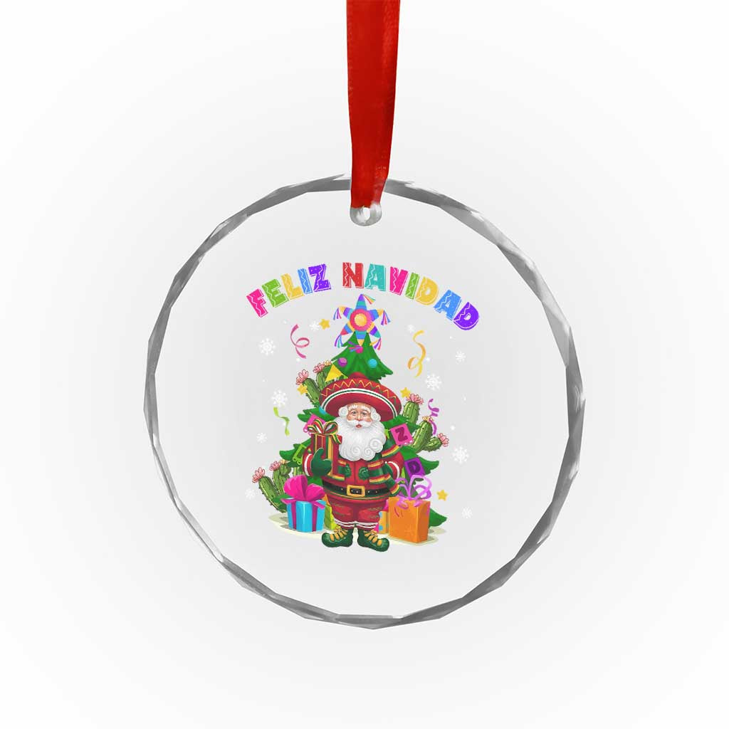 Funny Christmas In Mexico Crystal Glass Ornament Feliz Navidad Sombrero Santa Xmas Tree TS11 Print Your Wear