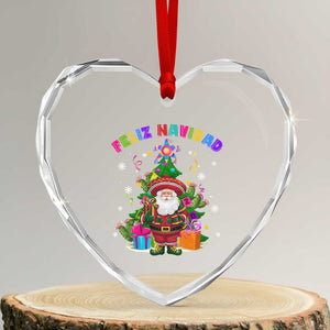 Funny Christmas In Mexico Heart Crystal Glass Ornament Feliz Navidad Sombrero Santa Xmas Tree TS11 Transparent Glass 3'' Heart Print Your Wear