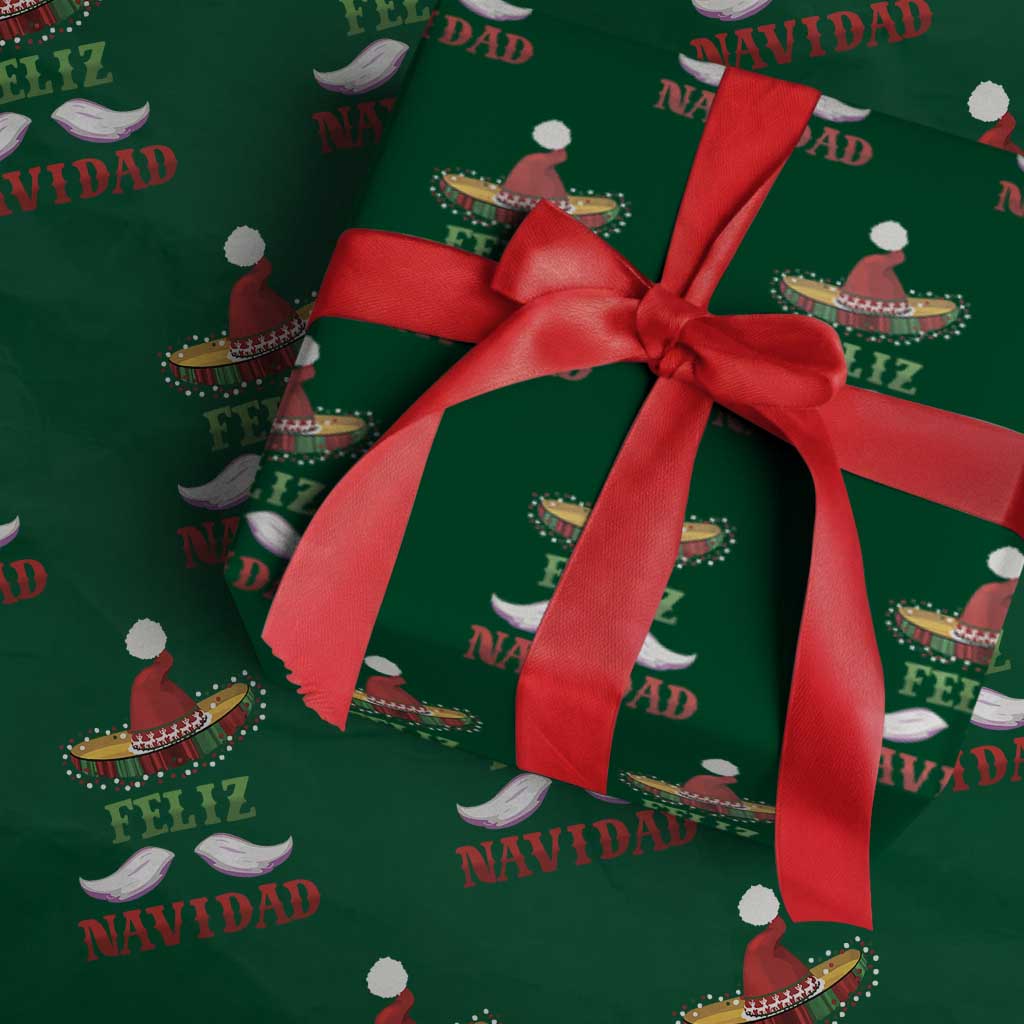 Funny Christmas In Mexico Wrapping Paper Roll Feliz Navidad Sombrero Santa Hat TS11 Green Print Your Wear