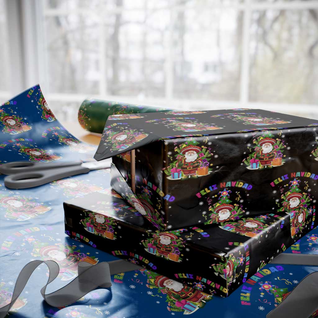 Funny Christmas In Mexico Wrapping Paper Roll Feliz Navidad Sombrero Santa Xmas Tree TS11 Black Print Your Wear