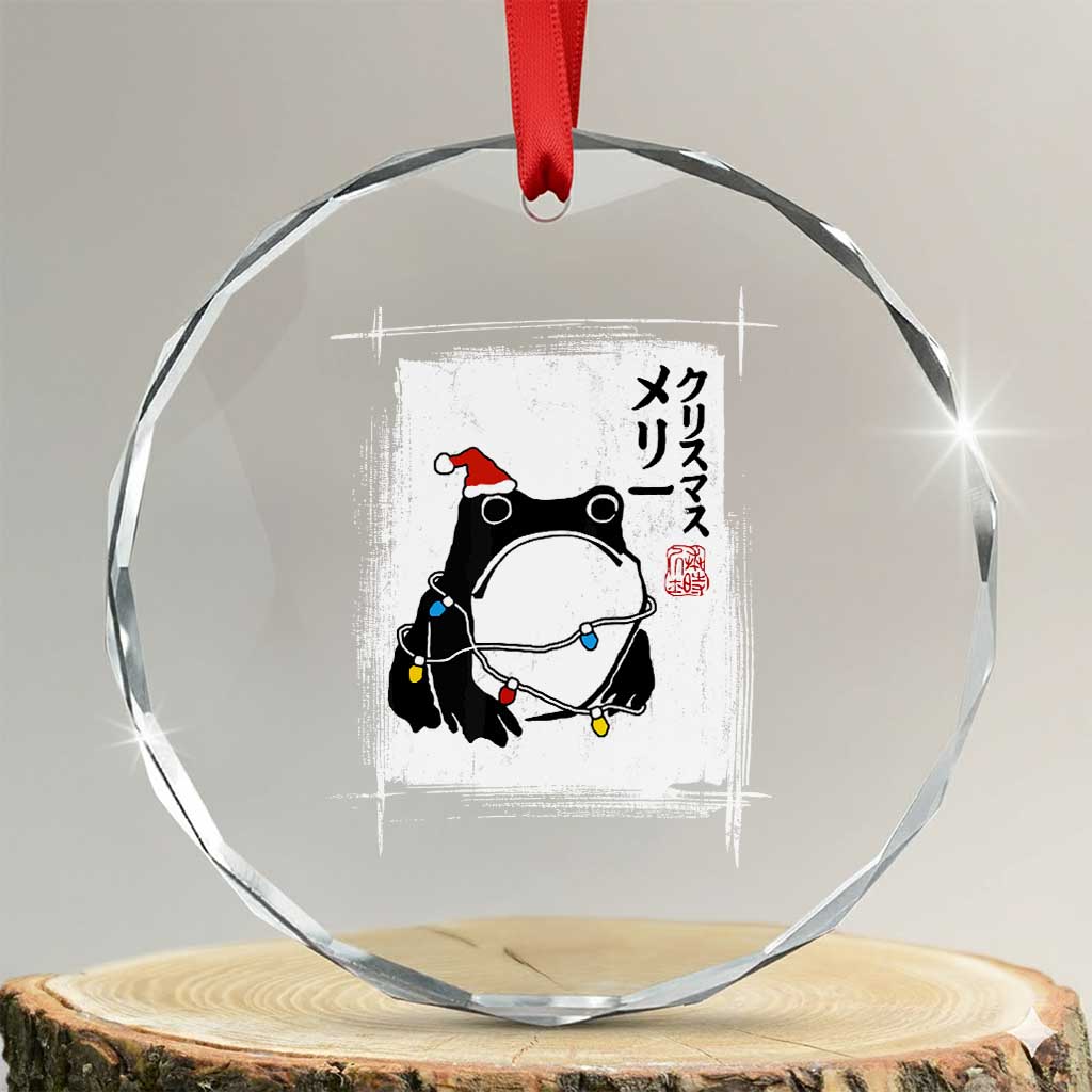 Funny Christmas Japanese Crystal Glass Ornament Santa Frog Ukiyoe Art TS11 Transparent Glass 3'' Circle Print Your Wear
