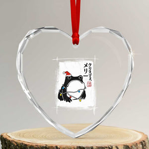 Funny Christmas Japanese Heart Crystal Glass Ornament Santa Frog Ukiyoe Art TS11 Transparent Glass 3'' Heart Print Your Wear