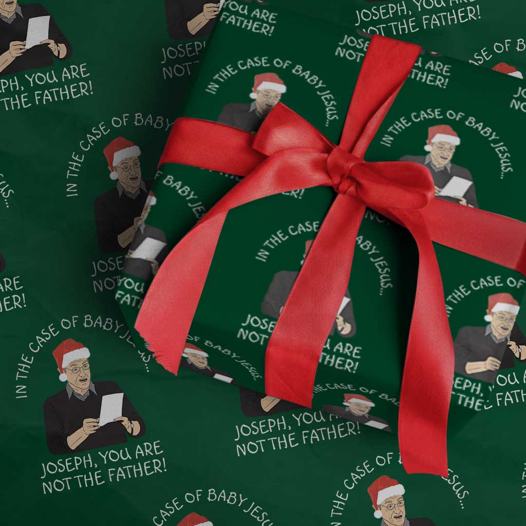Funny Christmas Jesus Paternity Test Wrapping Paper Roll Joseph You Are Not the Father Holiday Humor TS02 Green Print Your Wear