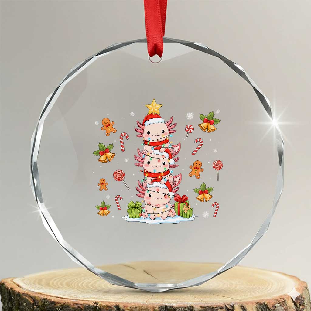 Funny Christmas Kawaii Axolotl Xmas Tree Crystal Glass Ornament TS11 Transparent Glass 3'' Circle Print Your Wear
