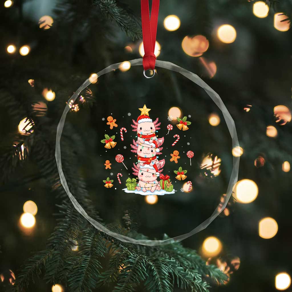 Funny Christmas Kawaii Axolotl Xmas Tree Crystal Glass Ornament TS11 Print Your Wear