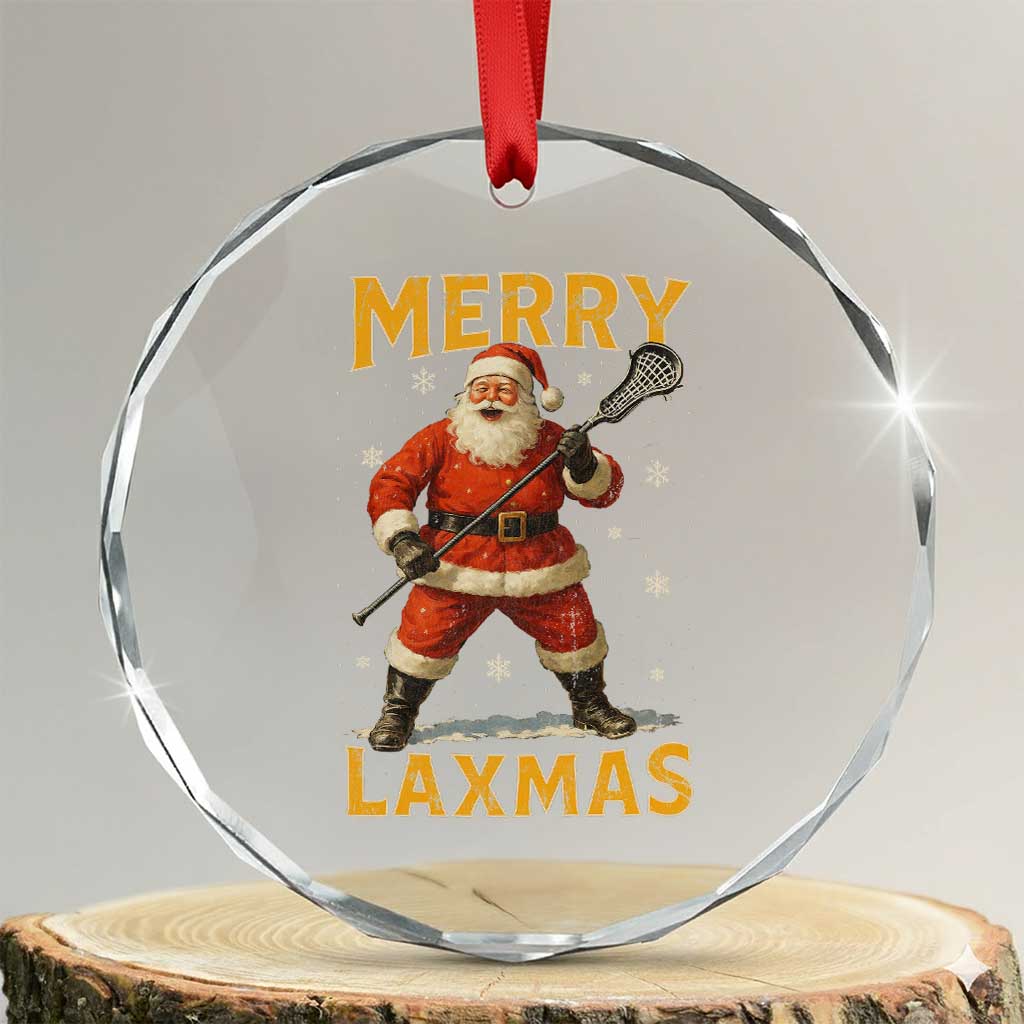 Funny Christmas Lacrosse Crystal Glass Ornament Merry Laxmas Santa Lax Player TS11 Transparent Glass 3'' Circle Print Your Wear