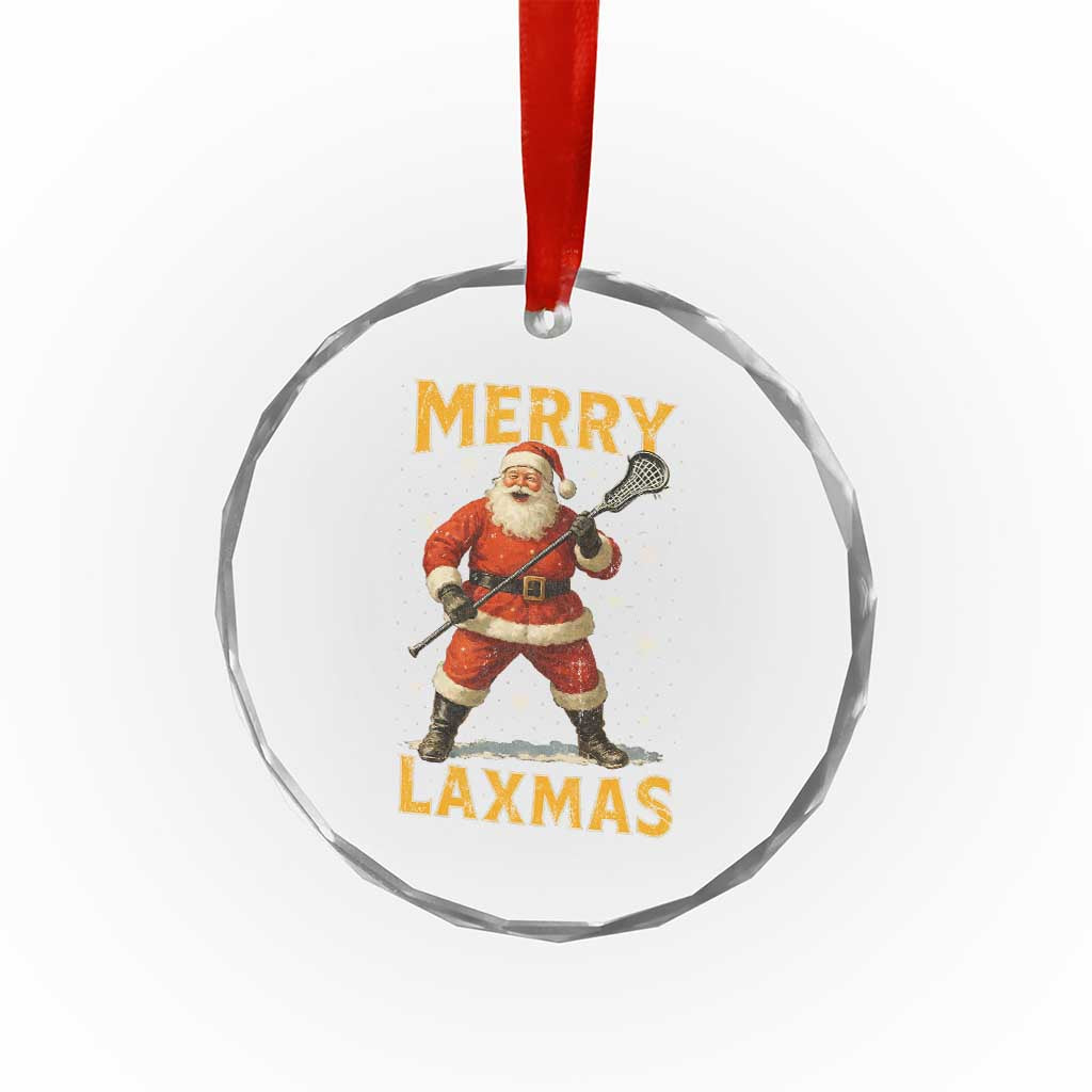 Funny Christmas Lacrosse Crystal Glass Ornament Merry Laxmas Santa Lax Player TS11 Print Your Wear