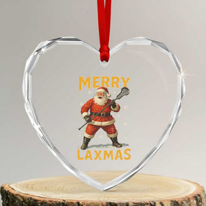 Funny Christmas Lacrosse Heart Crystal Glass Ornament Merry Laxmas Santa Lax Player TS11 Transparent Glass 3'' Heart Print Your Wear