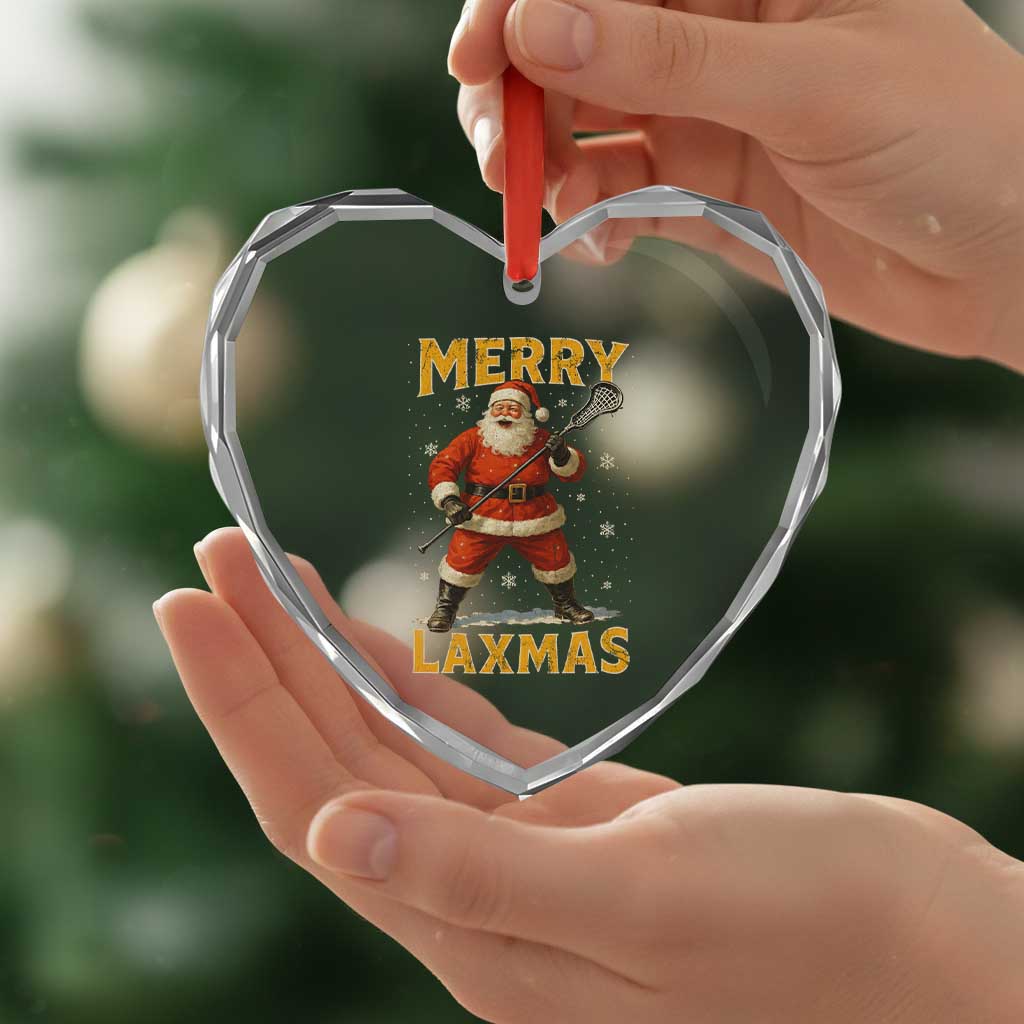 Funny Christmas Lacrosse Heart Crystal Glass Ornament Merry Laxmas Santa Lax Player TS11 Print Your Wear