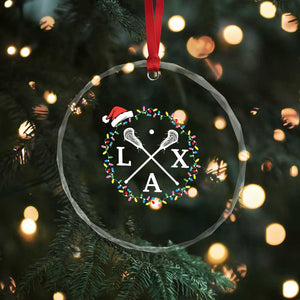 Funny Christmas Lacrosse Lax Stick Santa Hat Crystal Glass Ornament TS11 Print Your Wear