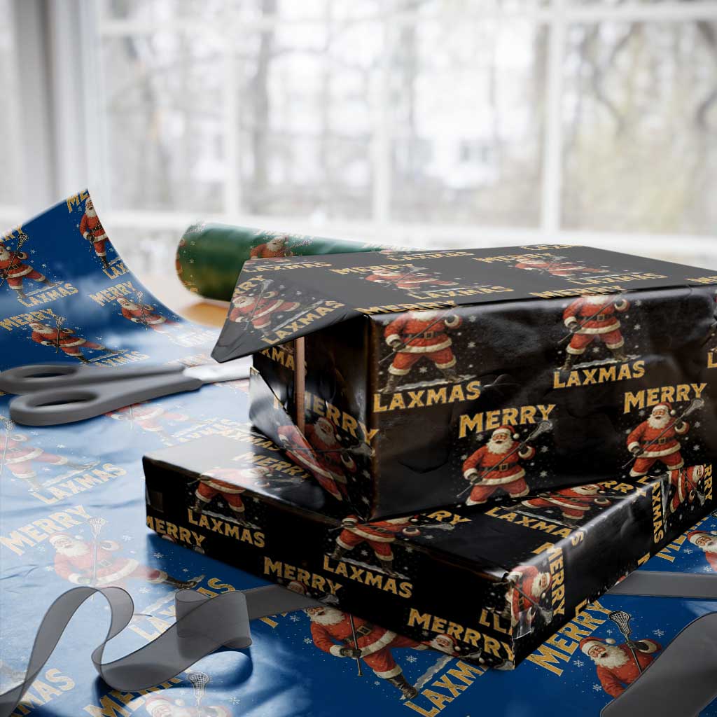 Funny Christmas Lacrosse Wrapping Paper Roll Merry Laxmas Santa Lax Player TS11 Black Print Your Wear