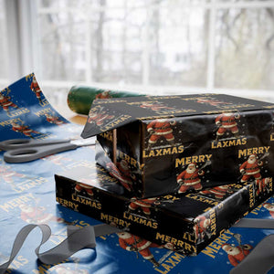 Funny Christmas Lacrosse Wrapping Paper Roll Merry Laxmas Santa Lax Player TS11 Black Print Your Wear