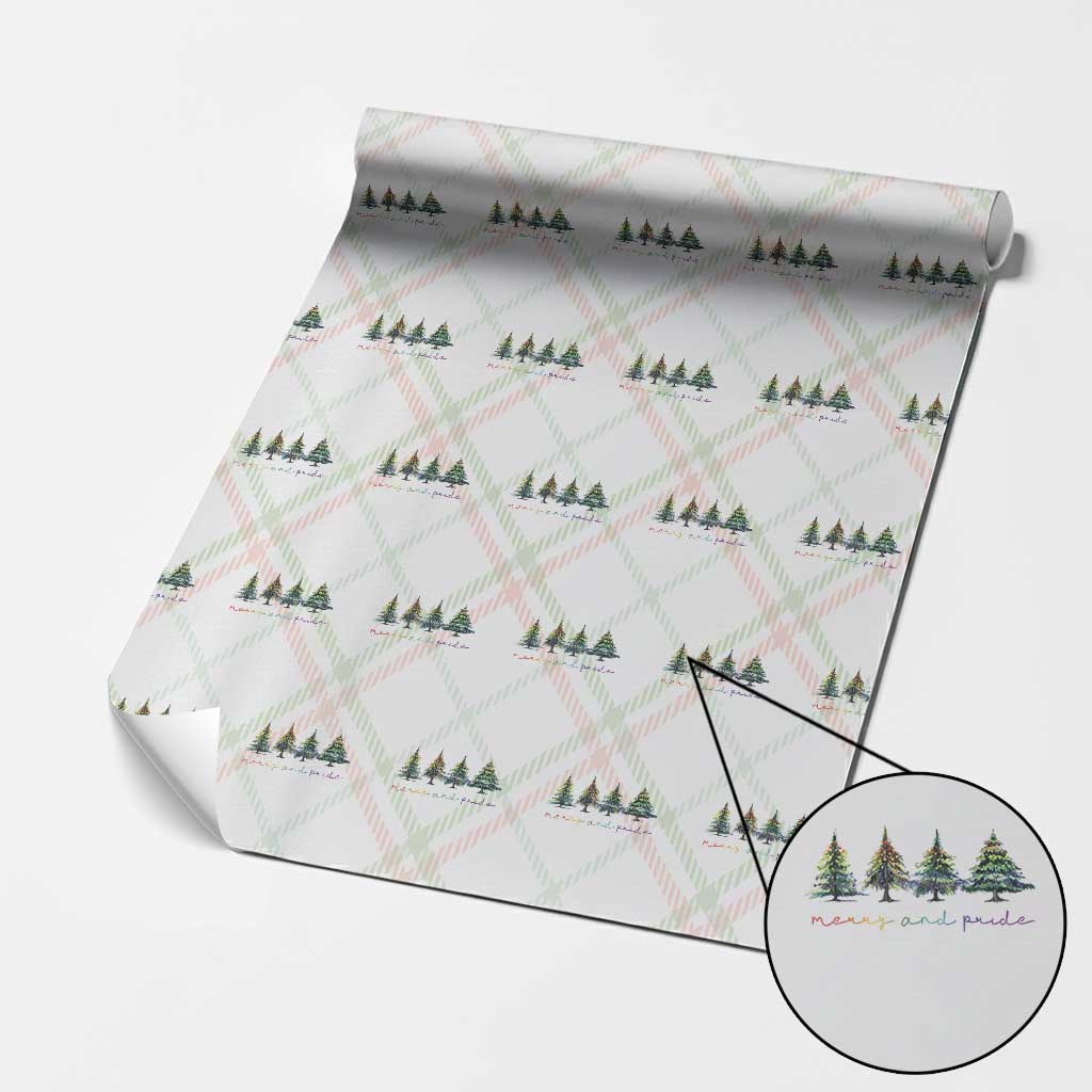 Funny Christmas LGBT Wrapping Paper Roll Merry And Pride Rainbow Xmas Tree TS11 Christmas Plaid Print Your Wear