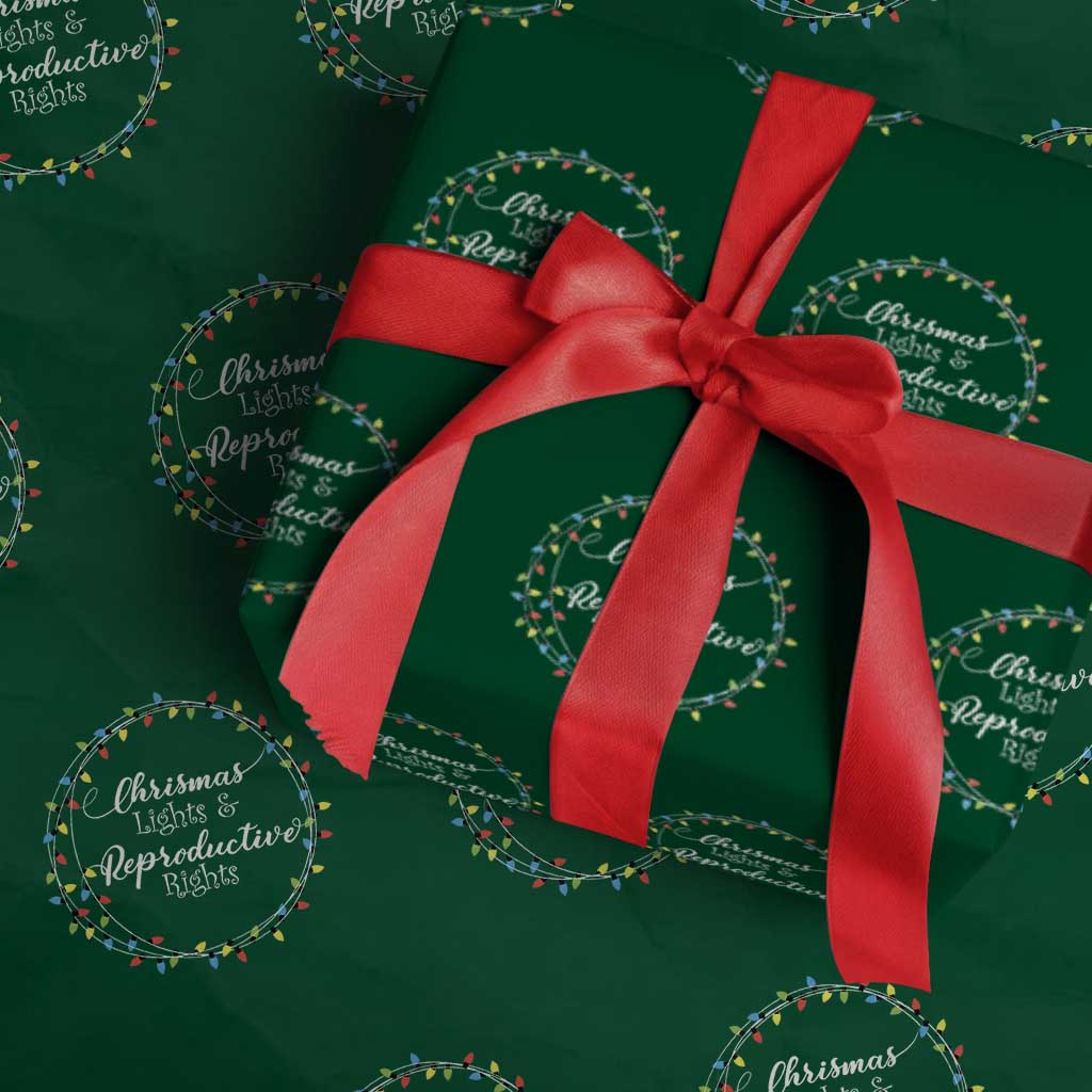 Funny Christmas Lights And Reproductive Rights Wrapping Paper Roll Led Light TS11 Green Print Your Wear