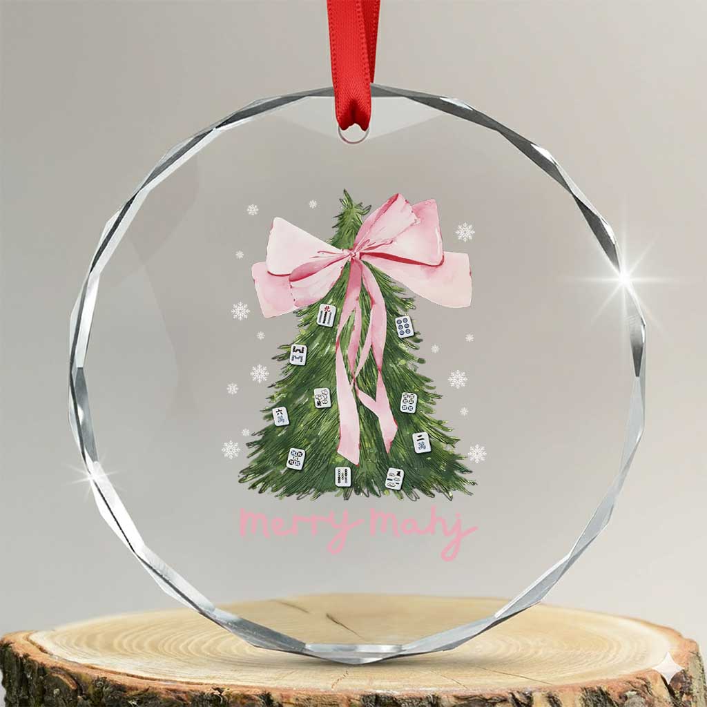 Funny Christmas Mahjong Crystal Glass Ornament Merry Mahj Xmas Tree Gambling Chinese Game TS11 Transparent Glass 3'' Circle Print Your Wear