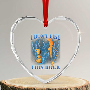 Funny Christmas Marcus The Worm Heart Crystal Glass Ornament I Don't Like This Rock Brain Rot TS10 Transparent Glass 3'' Heart Print Your Wear