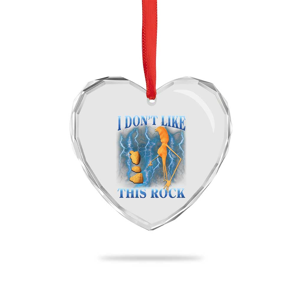 Funny Christmas Marcus The Worm Heart Crystal Glass Ornament I Don't Like This Rock Brain Rot TS10 Print Your Wear