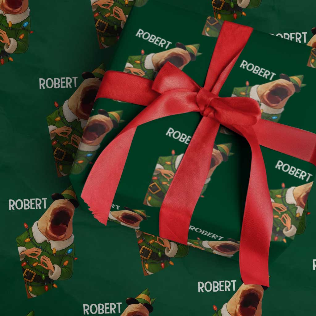Funny Christmas Marcus The Worm Robert Xmas Elf Wrapping Paper Roll TS11 Green Print Your Wear