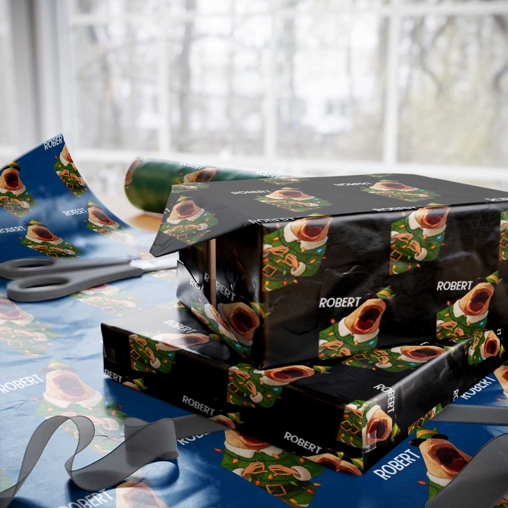 Funny Christmas Marcus The Worm Robert Xmas Elf Wrapping Paper Roll TS11 Black Print Your Wear