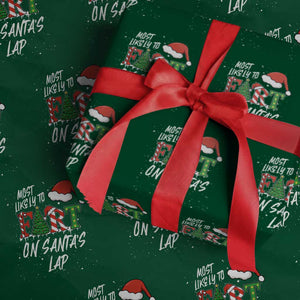 Funny Christmas Matching Family Wrapping Paper Roll Most Likely To Fart On Santa Lap TS14 Green Print Your Wear
