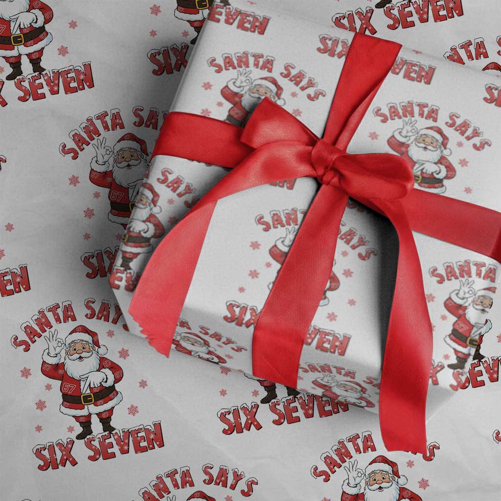 Funny Christmas Meme Gift Wrapping Paper Roll Santa Says Six Seven TS12 White Print Your Wear