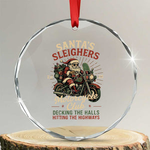 Funny Christmas Motorcycle Biker Crystal Glass Ornament Santas Sleighers Motorcycle Club Decking The Halls TS11 Transparent Glass 3'' Circle Print Your Wear