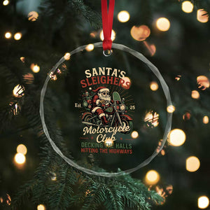 Funny Christmas Motorcycle Biker Crystal Glass Ornament Santas Sleighers Motorcycle Club Decking The Halls TS11 Print Your Wear