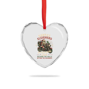 Funny Christmas Motorcycle Biker Heart Crystal Glass Ornament Santas Sleighers Motorcycle Club Decking The Halls TS11 Print Your Wear