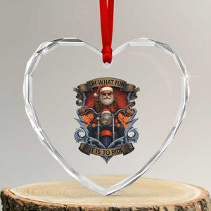 Funny Christmas Motorcycle Santa Heart Crystal Glass Ornament Oh What Fun It Is To Ride Xmas Biker TS11 Transparent Glass 3'' Heart Print Your Wear