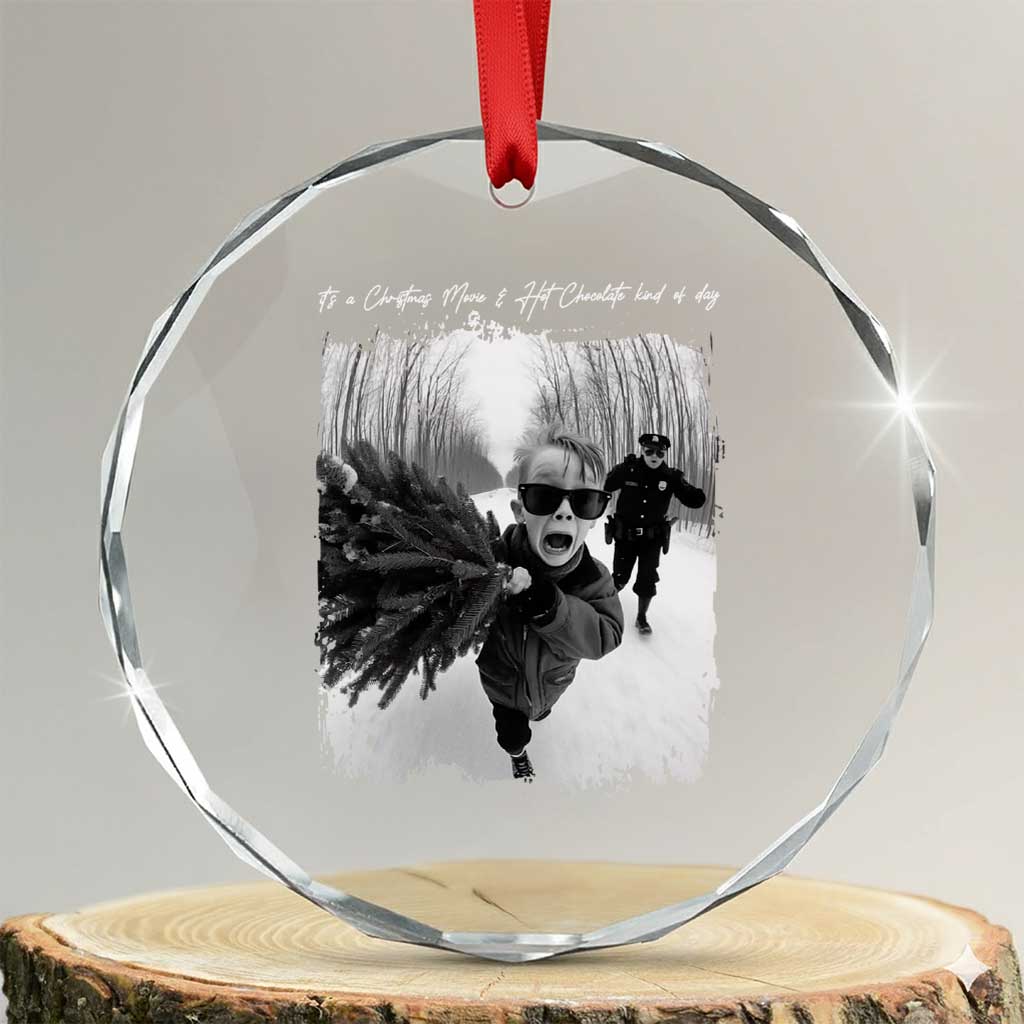 Funny Christmas Movie Crystal Glass Ornament Funny Kevin Home Xmas Meme Alone TS10 Transparent Glass 3'' Circle Print Your Wear