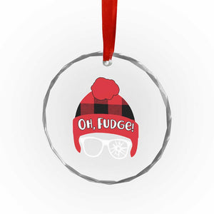 Funny Christmas Movie Crystal Glass Ornament Oh Fudge Buffalo Plaid Printed Graphic Beanie Cap TS11 Print Your Wear