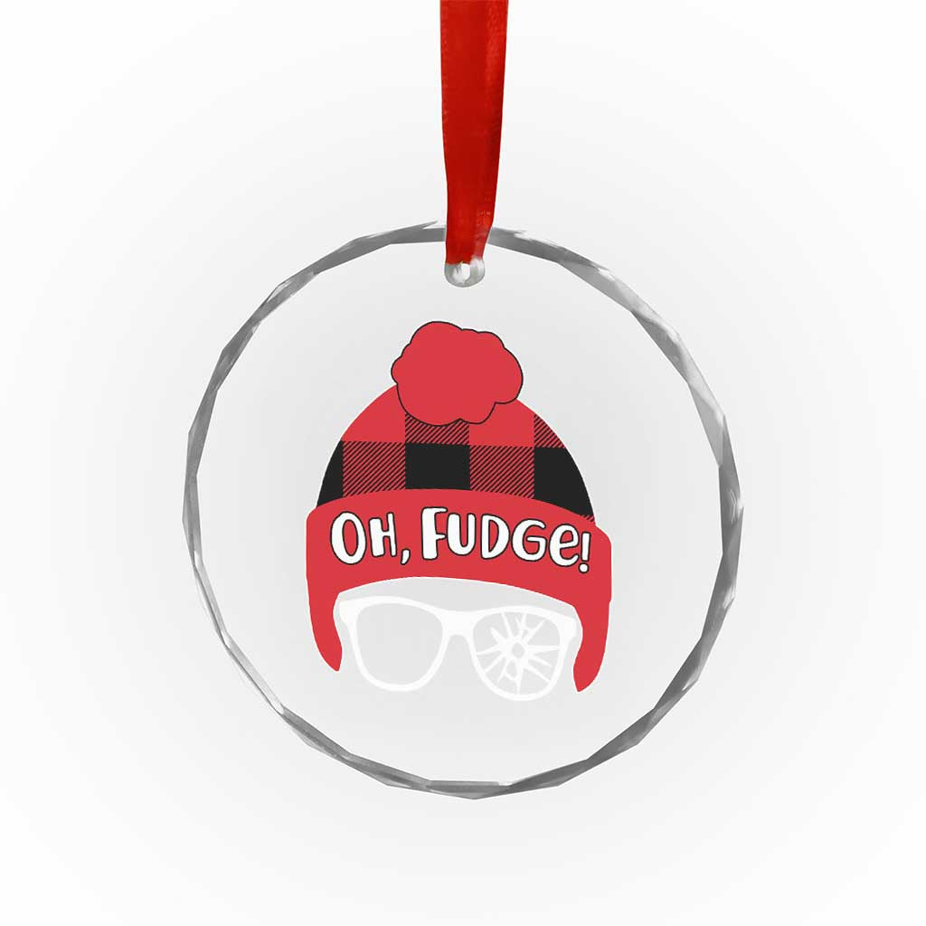 Funny Christmas Movie Crystal Glass Ornament Oh Fudge Buffalo Plaid Printed Graphic Beanie Cap TS11 Print Your Wear