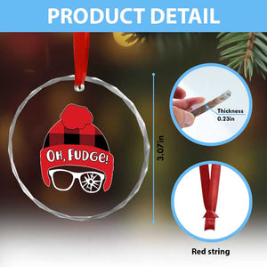 Funny Christmas Movie Crystal Glass Ornament Oh Fudge Buffalo Plaid Printed Graphic Beanie Cap TS11 Print Your Wear