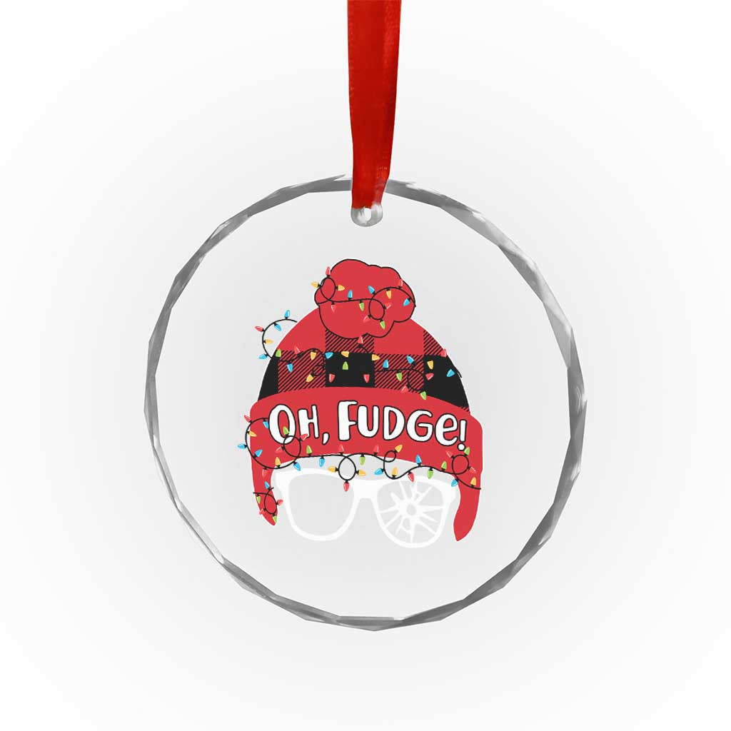 Funny Christmas Movie Crystal Glass Ornament Oh Fudge Buffalo Plaid Printed Graphic Beanie Cap Xmas Light TS11 Print Your Wear