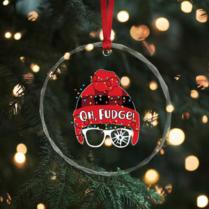Funny Christmas Movie Crystal Glass Ornament Oh Fudge Buffalo Plaid Printed Graphic Beanie Cap Xmas Light TS11 Print Your Wear